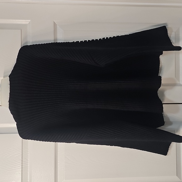 New Halogen Contrast Stitch Chunky Plush Yarn Sweater BLK/White XL - Picture 12 of 14